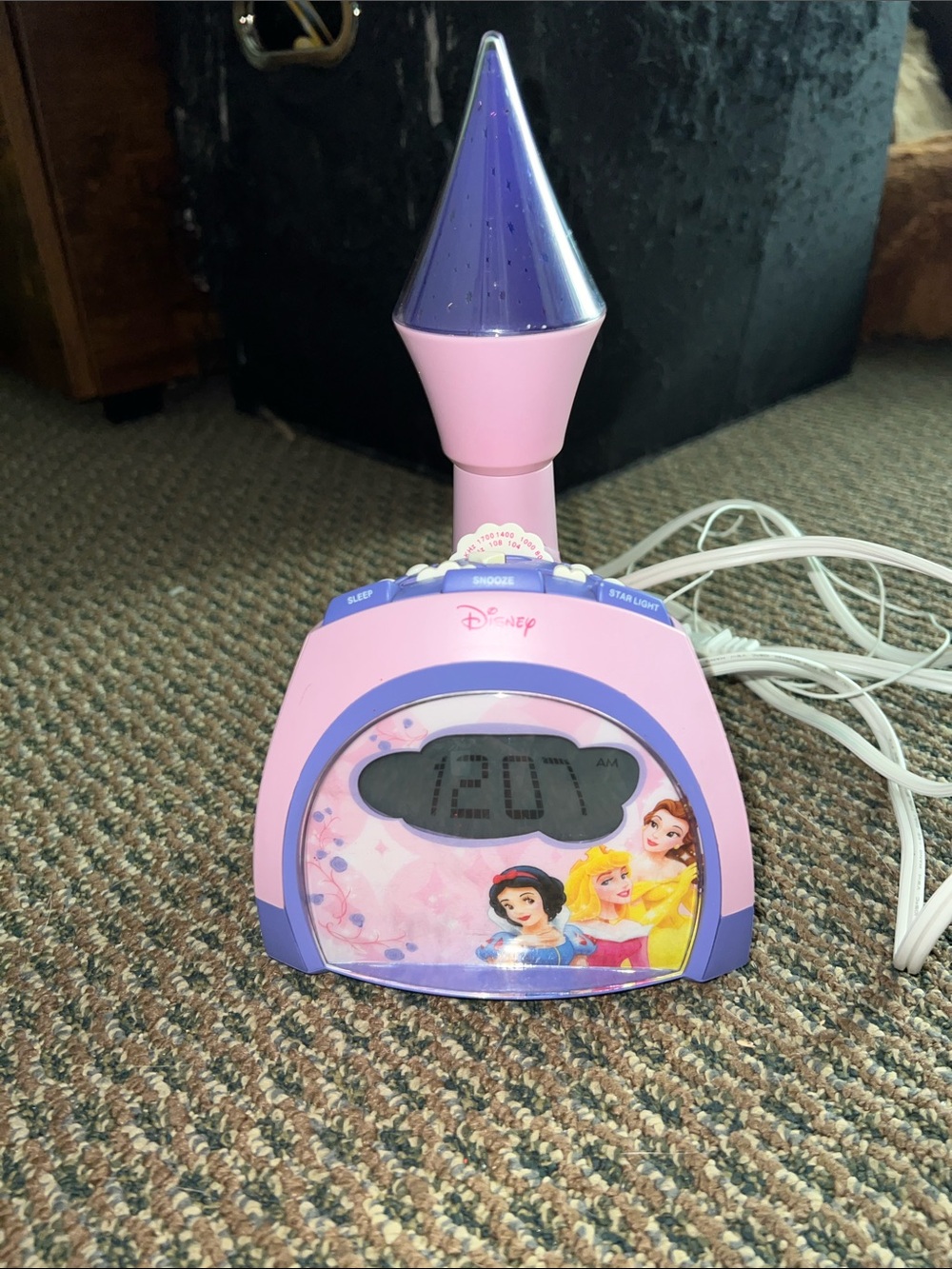 SEND OFFER Disney Princess Pink and Purple Alarm Clock & Radio & Starlight
